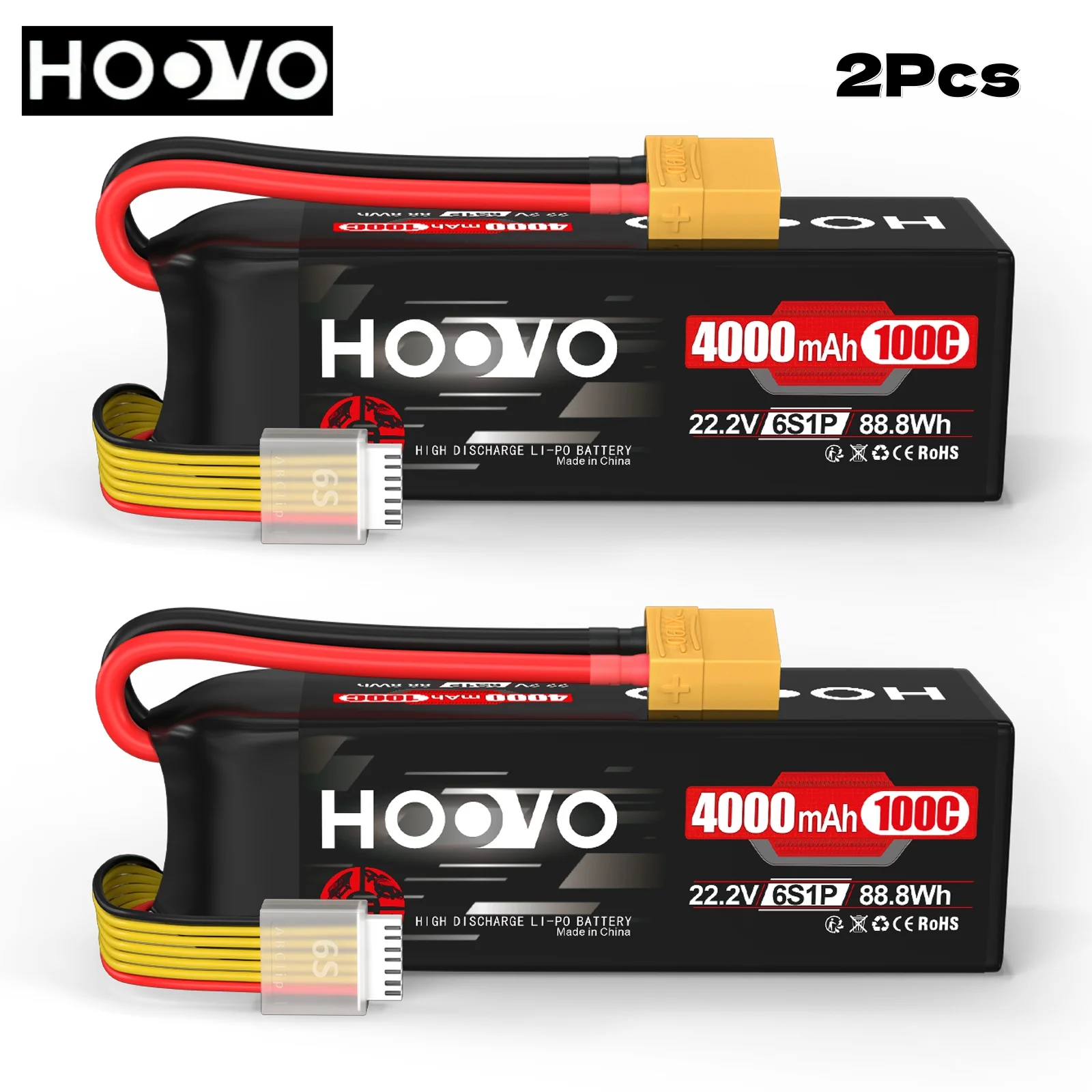 HOOVO 6S 22,2 V RC Lipo Batterie XT90 Stecker 4000 mAh 100C Batterie SoftCase für RC Quadcopter Flugzeug hubschrauber Auto Boot RC Teile Image