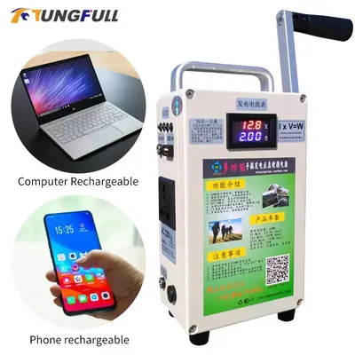 220V Manual Generator Power Bank 150W Hand Crank Generator Manual Generator Hand Portable DC 12V for