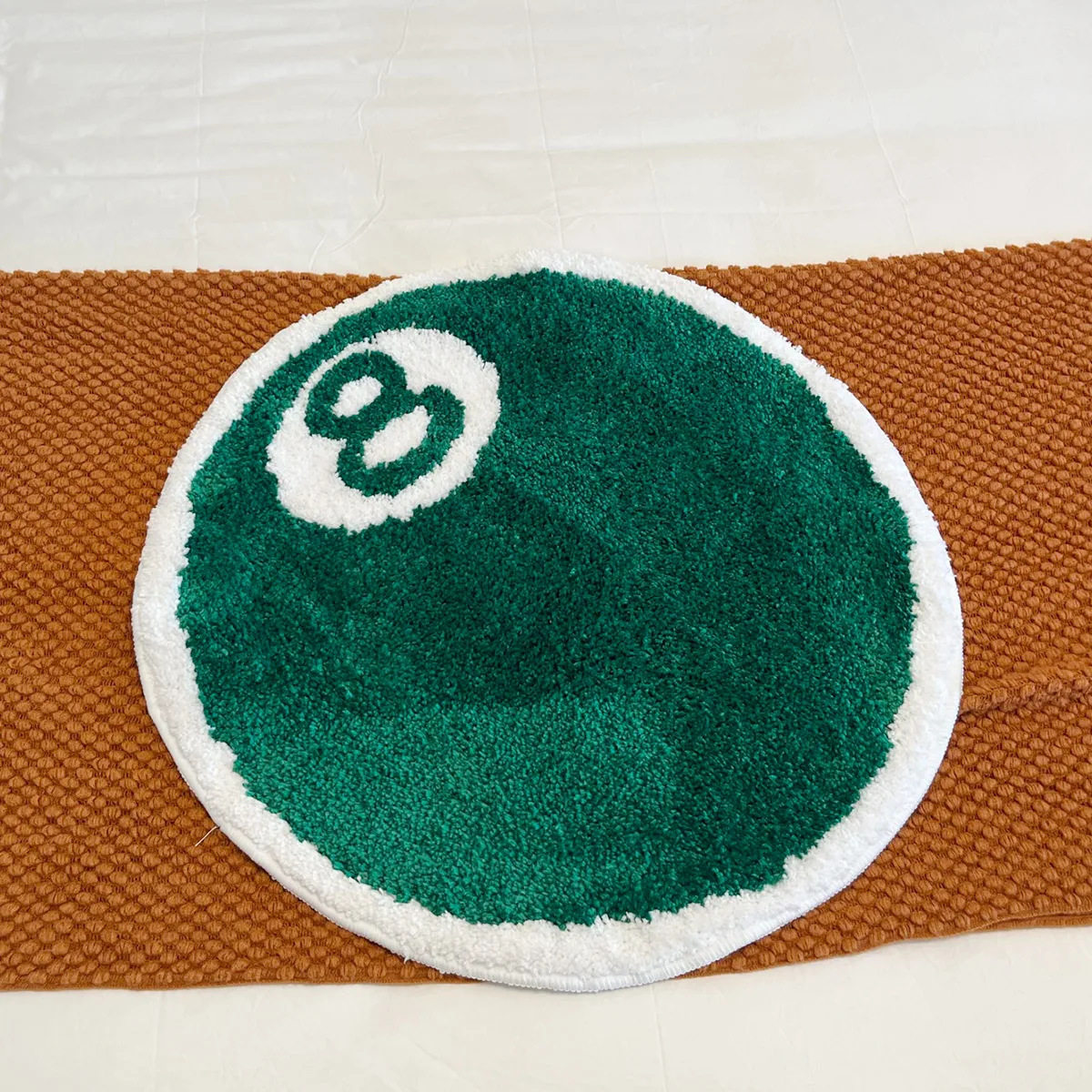 Green No. 8 Round Billiards Tufting Rug Carpet Soft Plush Tufted Mug Kitchen Carpet Rugs Non-Slip Abosrbent Bathroom Floor Mat