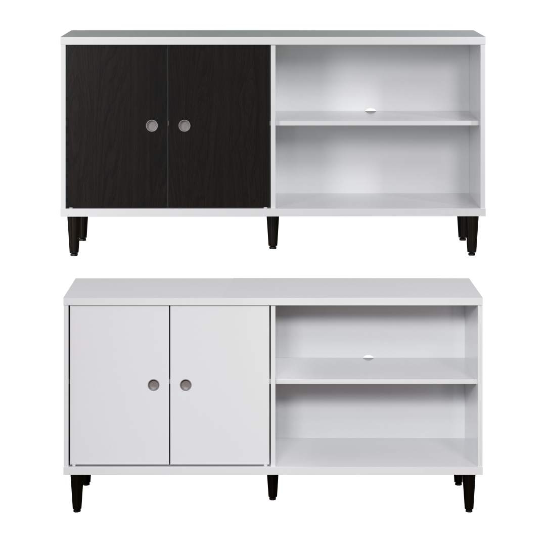 Ebuy24 Evolution TV Tisch 2 Türen, 2 Räume weiß, schwarz. Image