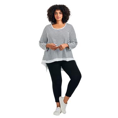 Plus Size Women's Urban Slub Jersey Tee by Avenue in White Navy (Size 18)