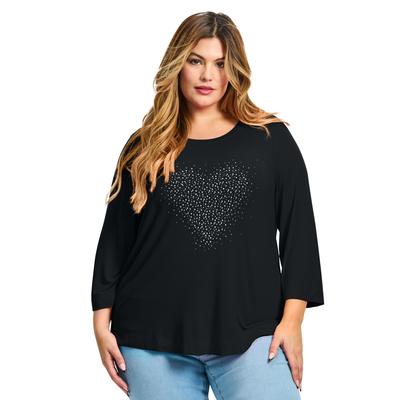 Plus Size Women's Love Heart Top by Avenue in Black (Size 20)