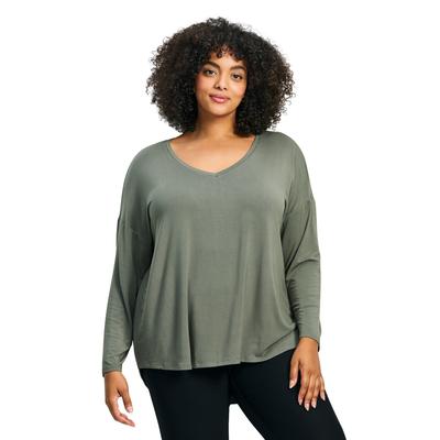 Plus Size Women's Taya Essential Top by Avenue in Olive (Size 14)