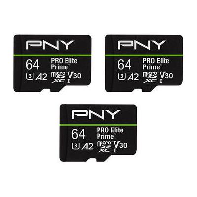 PNY 64GB Pro Elite microSDXC Memory Card (U3, 3-Pack) P-SDU64GX3V32200PEP-GE