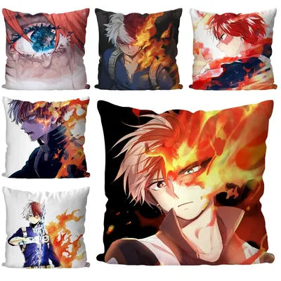 1PC Shoto Anime Mein Hero Wissenschaft Kissen Fall Kissen Abdeckungen Sofa Dekorative Hause doppelseitige Druck Kurze Plüsch kissen Abdeckung Image
