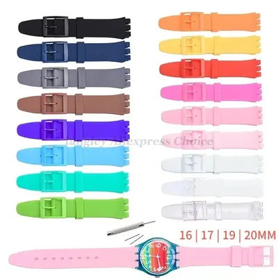 16mm 17mm 19mm 20mm Silikon Uhrenarmband für Swatch Bunte Kautschukband Sport Ersatz Handgelenk Image