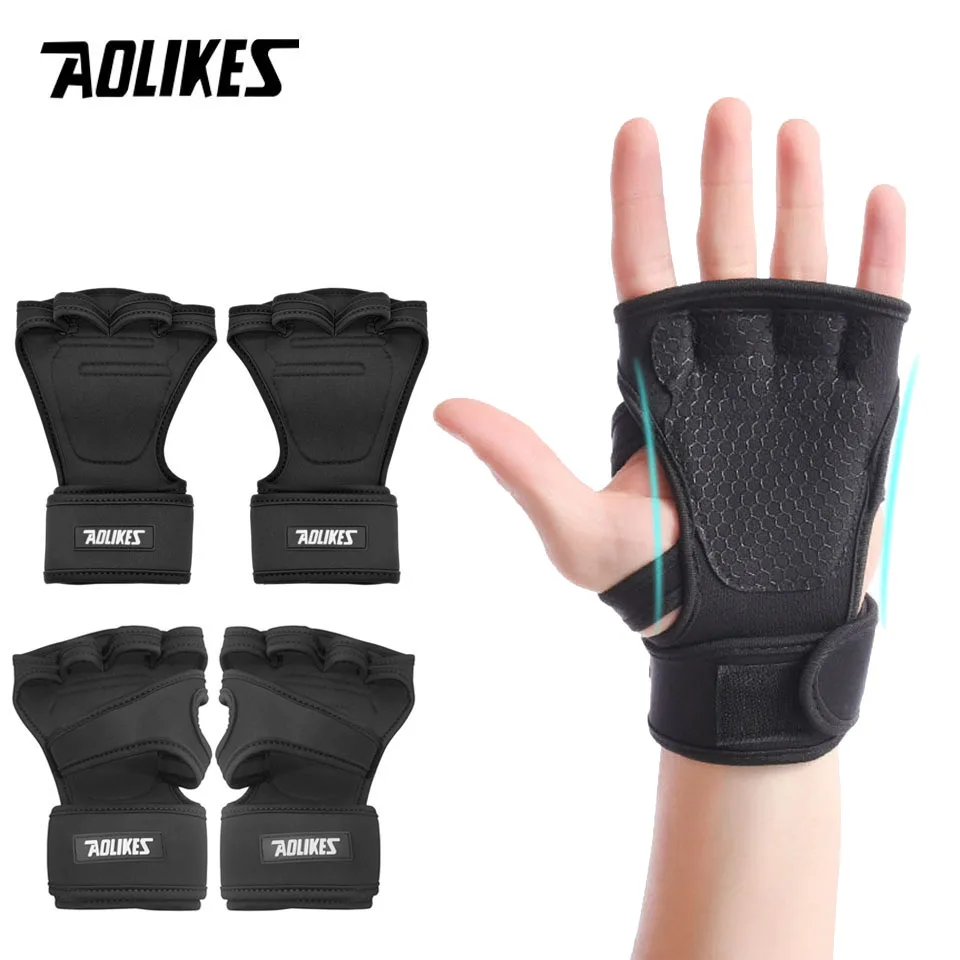 Aolikes 1 Paar Fitness-Fitness handschuhe Hand Handflächen schutz mit Handgelenk wickel Unterstützung Crossfit Workout Bodybuilding Power Gewichtheben