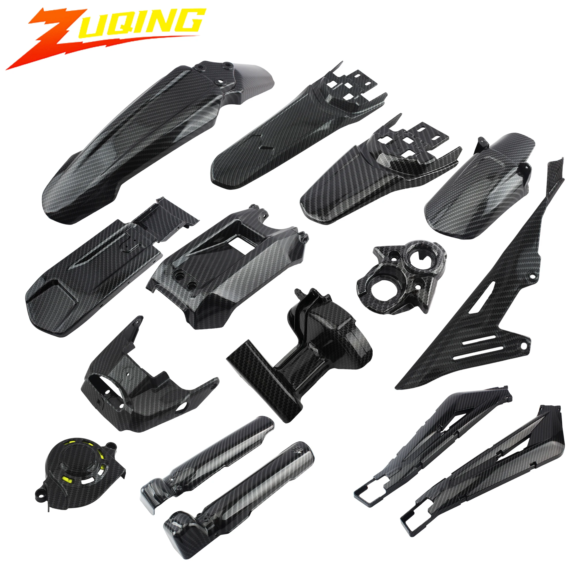 Für Surron Light Bee Vorne Hinten Kotflügel Erweiterte Kotflügel Batterie Abdeckung Verkleidung Wasser Transfer Carbon Faser FORSURRON Zubehör Image