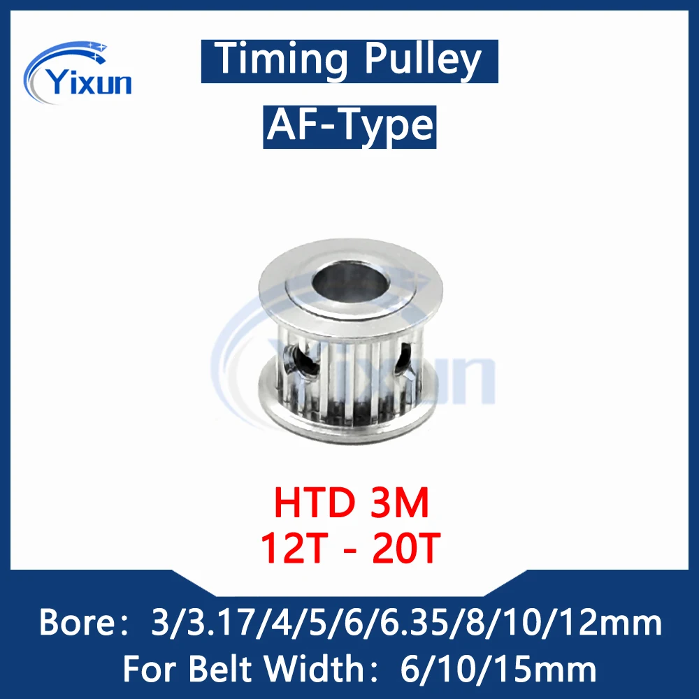 HTD 3M Zahnriemenscheibe 12T 13T 14T 15T 16T 17T 18T 19T 20Zähne Bohrung 3/3,17/4/5/6/6,35 mm Passend für Riemenbreite 6/10/15 mm Synchronrad Image