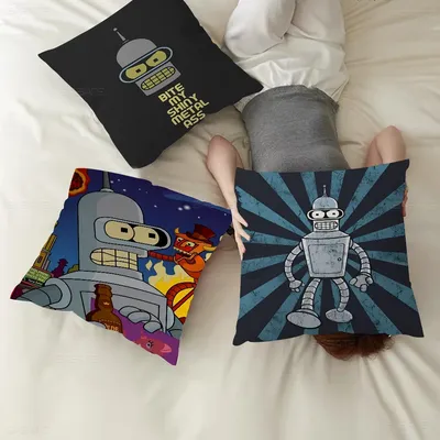F-Futurama B-Bender Art Dekorativer Raumästhetik-Kissenbezug, Heimdekoration, Schlafzimmer, Sofa, Image