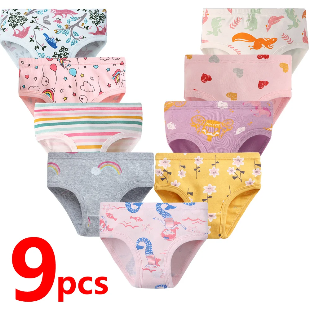 1/3/6/9 Pcs Kinder Mädchen Höschen 100% Baumwolle Weiche Hübsche Cartoon Einhorn Druck Unterwäsche Für Mädchen unterwäsche Boxer Atmungsaktiv Image