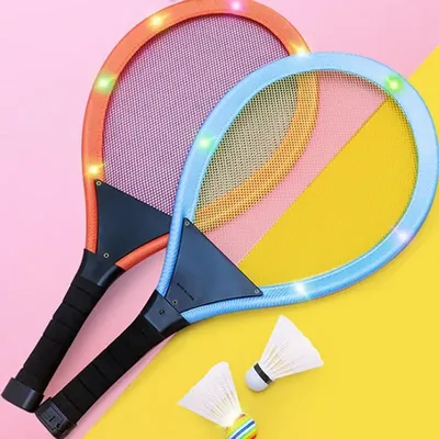 2 In1 Tennis Badminton Racket 1pair LED Outside Lighted Badminton Racket Children Lighted Badminton