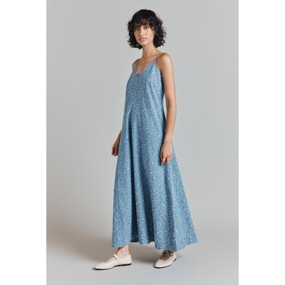 Ghost Ophelia Denim Embroidered Midi Slip Dress