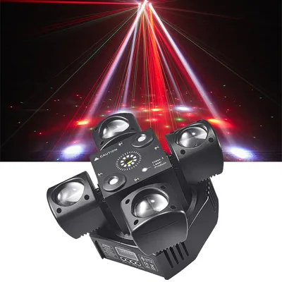 New Mini Four Head Stage Effect Light Red &Green Laser Light/Strobe/ Beam RGBW LED 48W Moving Head Light For DJ Disco Bar Party