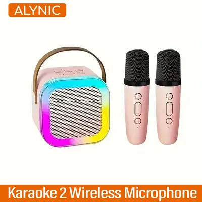 ALYNIC Karaoke Machine Portable Bluetooth 5.3 PA Speaker System Double Wireless Microphones Home Family Singing Children's Gifts