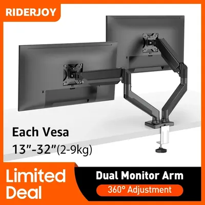 Dual Monitor Arm Office Monitor Desktop Mount Gas Spring Holder for 13"-32" Screen Support Display