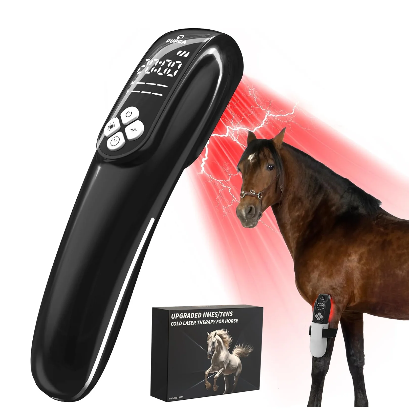 Lasertherapie für Pferde 4x808 nm Tens Infrarot-Rotlichttherapie für Pferde, Sehnen, weiches Gewebeband, Verletzungen und Schmerzlinderung Image