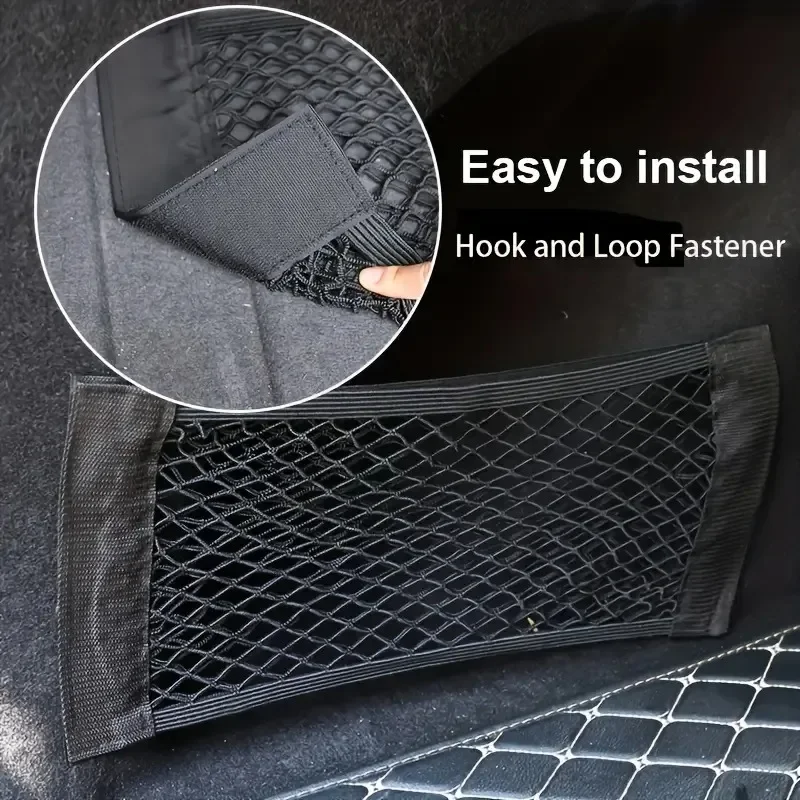 1pc Universal Auto Lagerung Tasche Doppel Mesh Kofferraum Lagerung Net, Auto Integrierte Lagerung Tasche, auto Feuerlöscher Feste Net Image