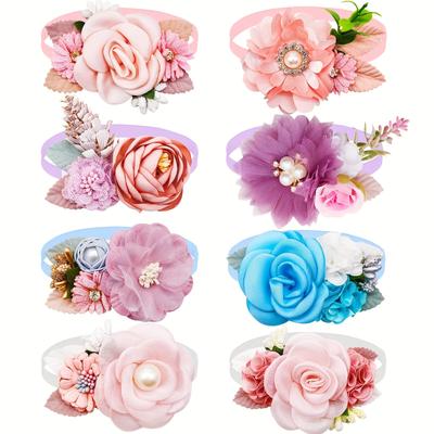 TEMU Assorted Varieties Flower Dog Bow Ties, Valentine's Day Dog Collar With Decoration, Spring Dog Pet Supplies, Dog Supplies, Pet Supplies