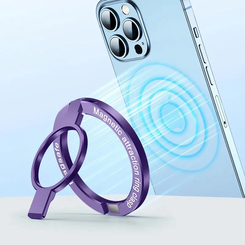 Ultradünner Handy-Ringhalter, magnetischer Ring, drehbar, faltbar, Ständer, Magnetgriff, Desktop-Ständer für MagSafe Phone 15 13 Image
