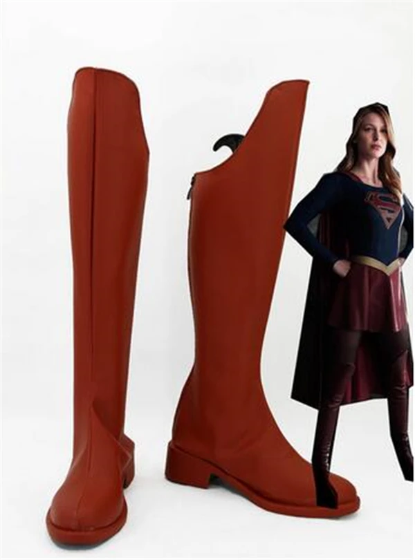 Supergirl Cosplay Schuhe Stiefel Film Halloween Karneval Party Kostüme Erwachsene Frauen Schuhe Supergirl Rot Schuhe