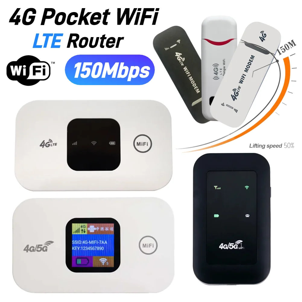 4G-Taschen-WLAN-Router, tragbarer mobiler Hotspot, 150 Mbit/s, kabelloses Modem mit SIM-Kartensteckplatz, 4G-WLAN-Router mit großer Abdeckung Image