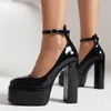 Plattform High Heels Pumps Schuhe Frau 2024 Knöchel riemen schwarz rot weiß Frauen Heeles Streifen Hochzeit Tanz schuhe Damen große Größe