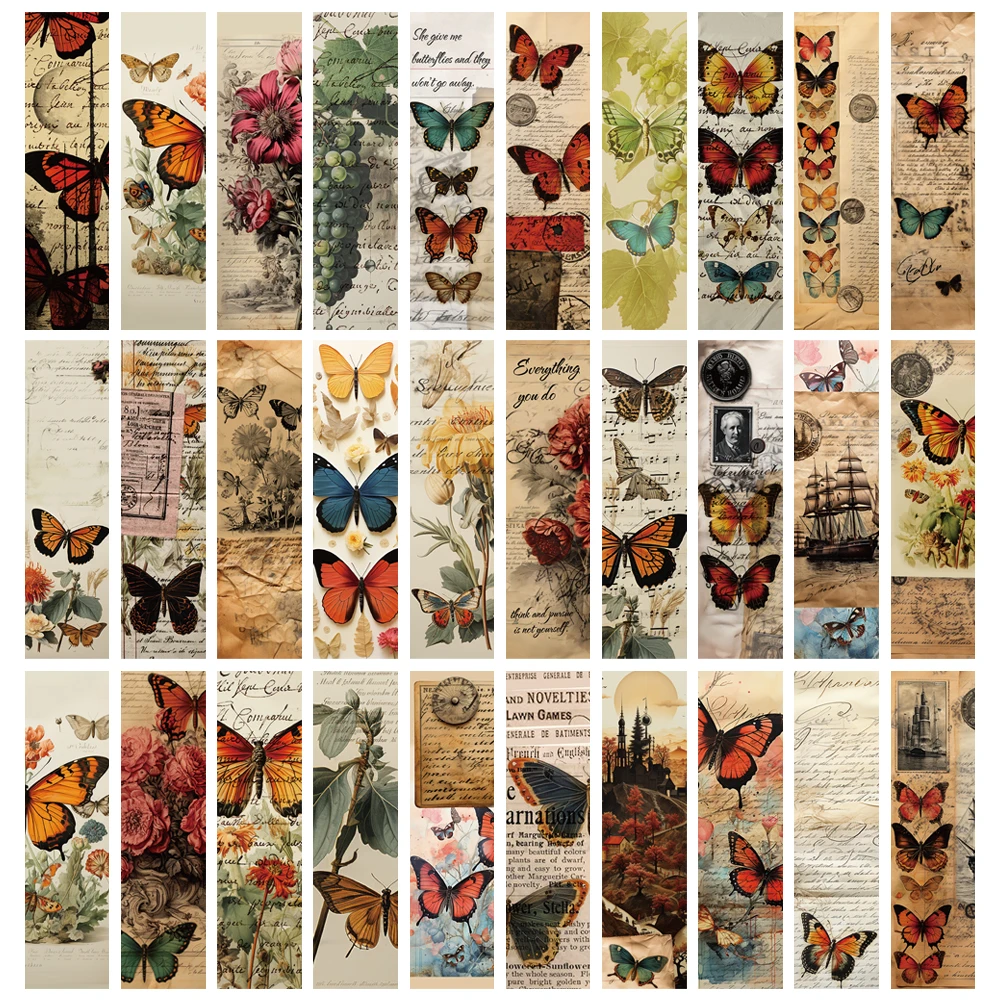 30/60PCS Retro Schmetterling Lesezeichen Lesen Cartoon Druck Dekoration Landschaft Bar Langlebig Kreative Fotografie Lesezeichen Image