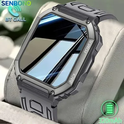 SENBONO Neue Männer Smart Uhr Bluetooth Anruf 1,80 zoll Großen Bildschirm 320 mAh Große Batterie Fitness Tracker Smartwatch für Android iOS