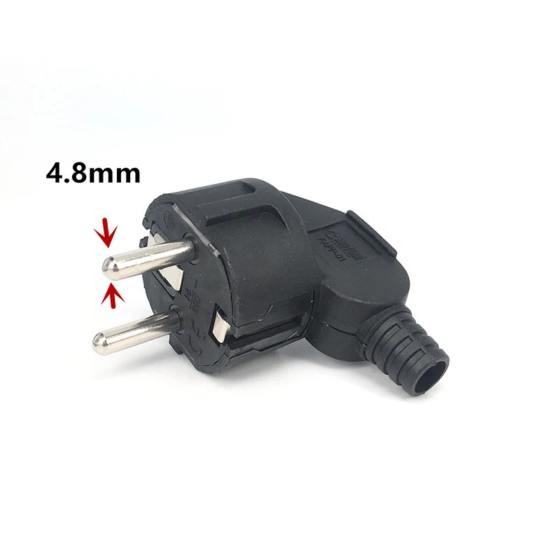 4,8 mm EU-Stecker-Adapter, männlich, Ersatzsteckdosen, wiederaufladbar, 250 V, 16 A, Schuko-Steckdosenanschluss für Stromverlängerungskabel Image