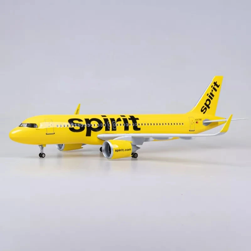 A320 NEO Spirit Airlines Modellflugzeug, 47 cm, Modellflugzeuge im Maßstab 1:80, mit Licht und Radfahrwerk, Geschenke zum Sammeln Image