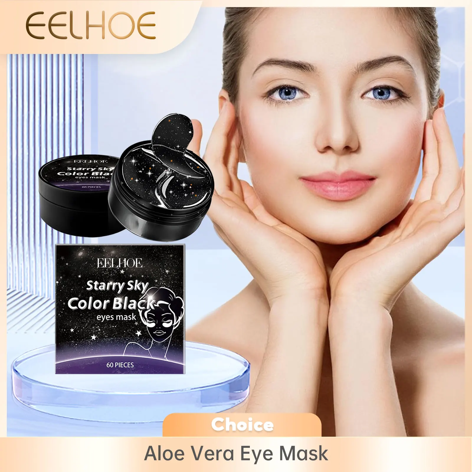 Aloe Vera Augenmaskenpflaster entfernt tiefe Augenringe, hautstraffend, entfernt Tränensäcke unter den Augen, feuchtigkeitsspendende Pflaster für die Augen, 60 Stück Image