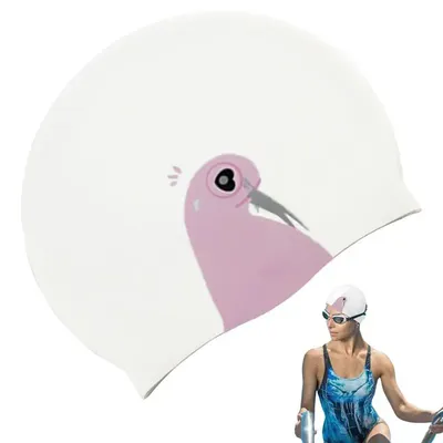 Adult Swim Caps Waterproof Sea Lions Pattern Swimming Hat Silicone Non-slip Swim Hat Flexible