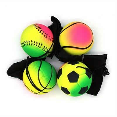 TEMU Fun & Novelty 63mm Rubber Wrist Bouncing Ball - High Elasticity, Hand-thrown Toy For - Perfect Random Style Gift For Halloween & Christmas