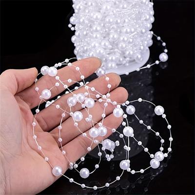TEMU 6-meter Christmas Tree String Of Beads Wreath 3-8mm Artificial Pearl String Of Beads Chain, Used For Diy Crafts, Christmas, Weddings And Party Decorations Image