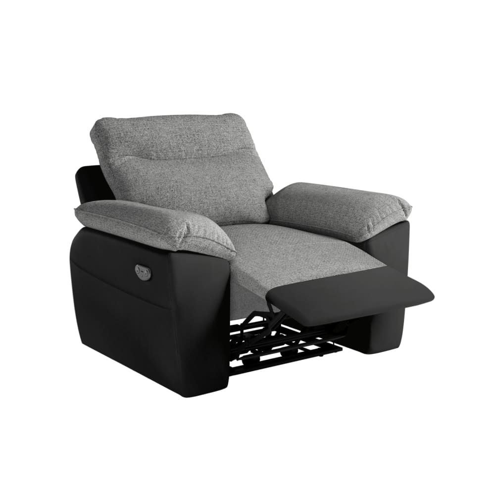 Fauteuil de relaxation électrique en tissu et simili - Noir/Gris
