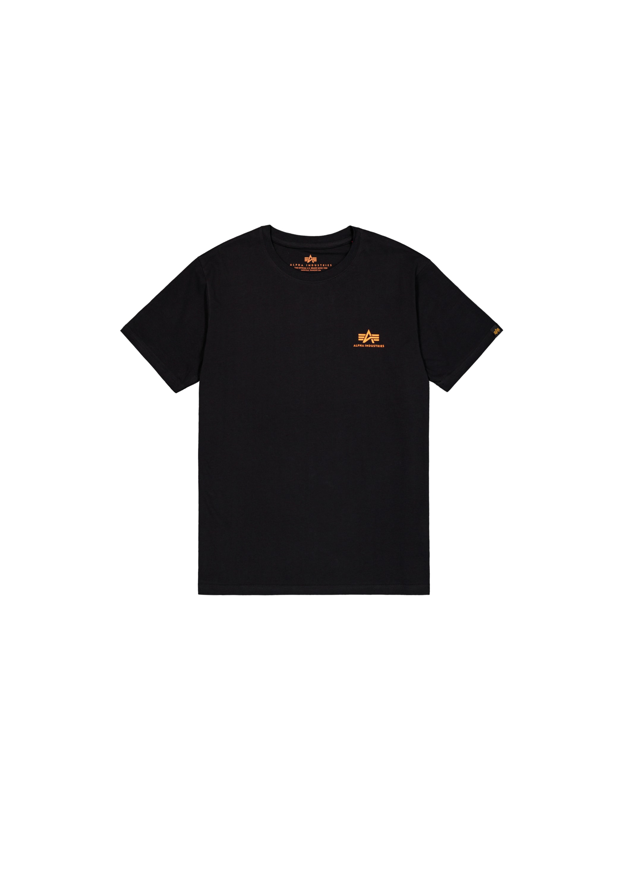 T-Shirt ALPHA INDUSTRIES "Basic T-Shirt SL", Herren, Gr. XXL, orange (schwarz, neon orange), Obermaterial: 100% Baumwolle, Shirts Image