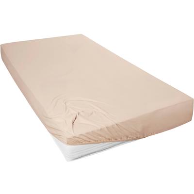 Spannbettlaken PRIMERA "Mako-Feinjersey Spannbetttuch", beige (düne), B:90-100cm L:200cm, Mako-Jersey, Obermaterial: 100% Baumwolle, Laken, Geeignet für Standardmatratzen bis 22 cm, 100% Baumwolle Image