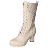Winterstiefel MUSTANG SHOES, Damen, Gr. 41, beige (ecru), Lederimitat, unifarben, modisch, Schuhe, Absatzstiefel, Profilsohle, mit zusätzlichem Innenreißverschluss