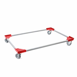 Transportroller ME rot, 810 x 1210 mm, light Stahlprofil mit Kunststoffecken, ø 100 mm TPE Image