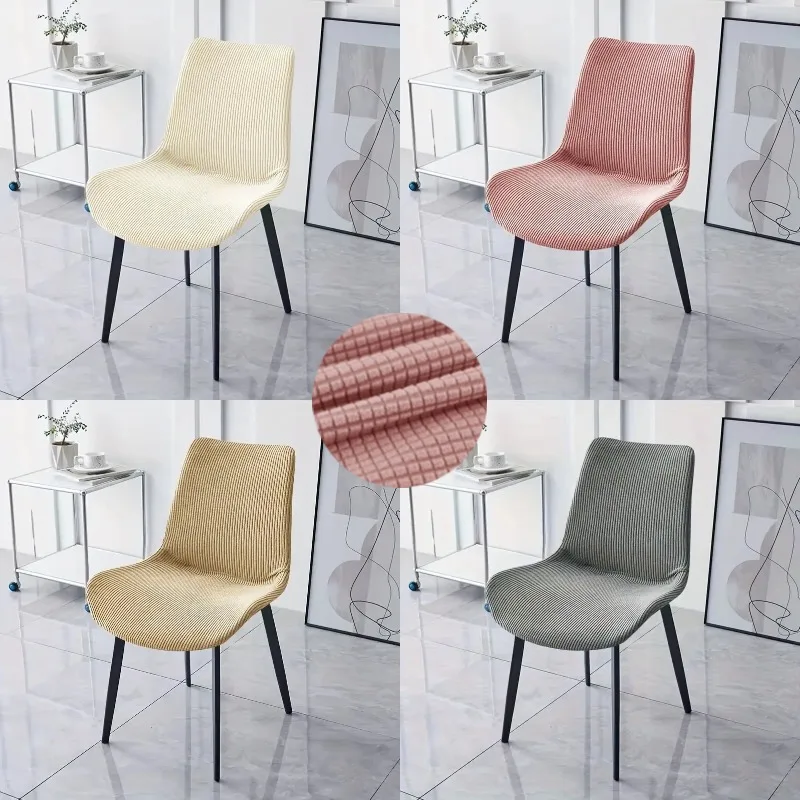 1pc Spandex Einfarbig Armlosen Stuhl Abdeckung Staub-proof Sitz Schonbezug Elastische Waschbar Gebogene Stuhl Fall für Wohnzimmer homr Image