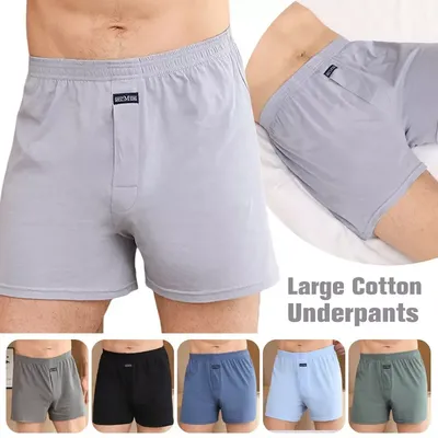 Männer Boxer Pantie Lot Unterhose Lose Große Kurze Baumwolle Plus Größe Unterwäsche Für Männer Boxer Briefs Solide Mittlere Männliche Boxer Image