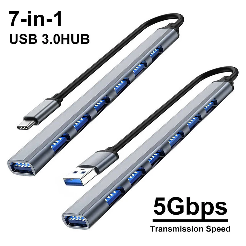 USB 3.0 HUB Typ C USB-A Hub Splitter 7-Port USB 2.0 mit USB-C PD Hochgeschwindigkeits-Datenübertragung für PC Laptops MacBook Zubehör Image