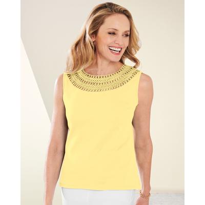 Draper's & Damon's Women's Crochet Trim Tank - Yellow - XL - Misses