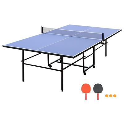 9ft Mid-Size Tennis Table,Ping Pong Table Set with Net,2 Paddles & 3 Balls