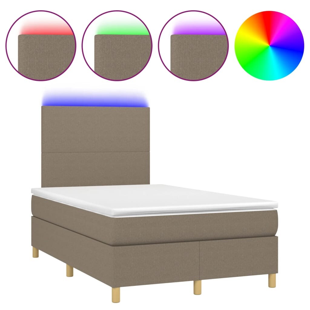 vidaXL Boxspringbett mit Matratze & LED Taupe 120x200 cm Stoff Image