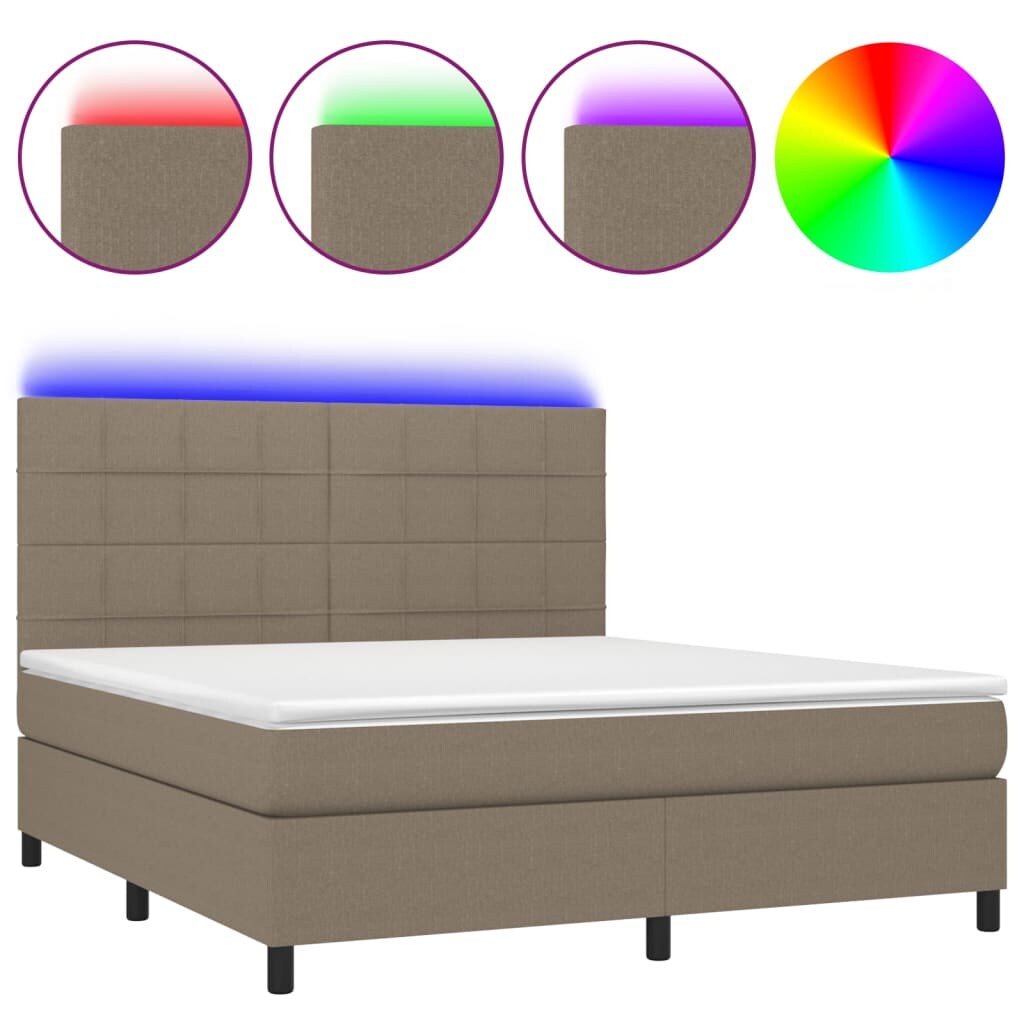 vidaXL Boxspringbett mit Matratze & LED Taupe 180x200 cm Stoff Image