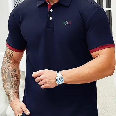 TEMU Men's Elegant Shirt With Large Collar - Breathable, Fit For Summer Business & Casual Wear, Henry Shirt, Mature Charm Image