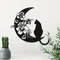 Décoration murale chat noir et lune, péiments muraux en métal chat et lune, décoration murale, décoration murale fleur de lune, décoration murale de Phase de lune