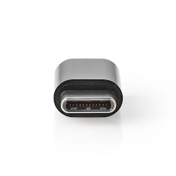 Nedis USB-C Adapter - USB 2.0 - USB-C Stecker - USB Micro-B Buchse - 480 Mbps - Rund - Vernickelt - Schwarz - Box Image